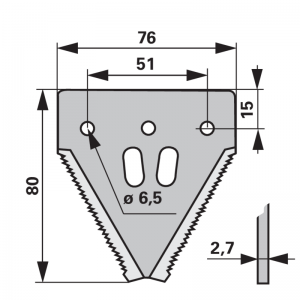 NOŽ KOSE 76x80x2.7mm SCHUMACHER 1096606 Fahr 16007763 KR (1096606)