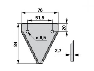 NOŽ KOSE 76x84x2,7 FI 6,5mm (51mm) Claas 611203.1 KR (0006112031KR) Cijena